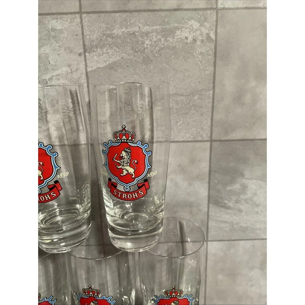 Lot of 7 STROH'S RASTAL PILSNER BEER GLASS, GLASSES, .25 LITER Vintage